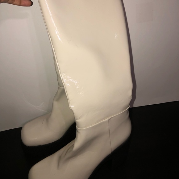 JEFFREY CAMPBELL Refresh Platform High Block Heel Boots Ice Crinkle Patent - Picture 5 of 9